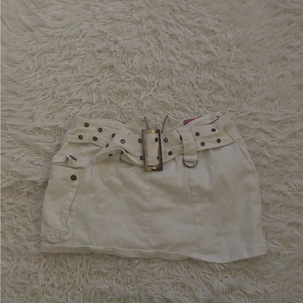 Edikted White Mini Skirt with Belt